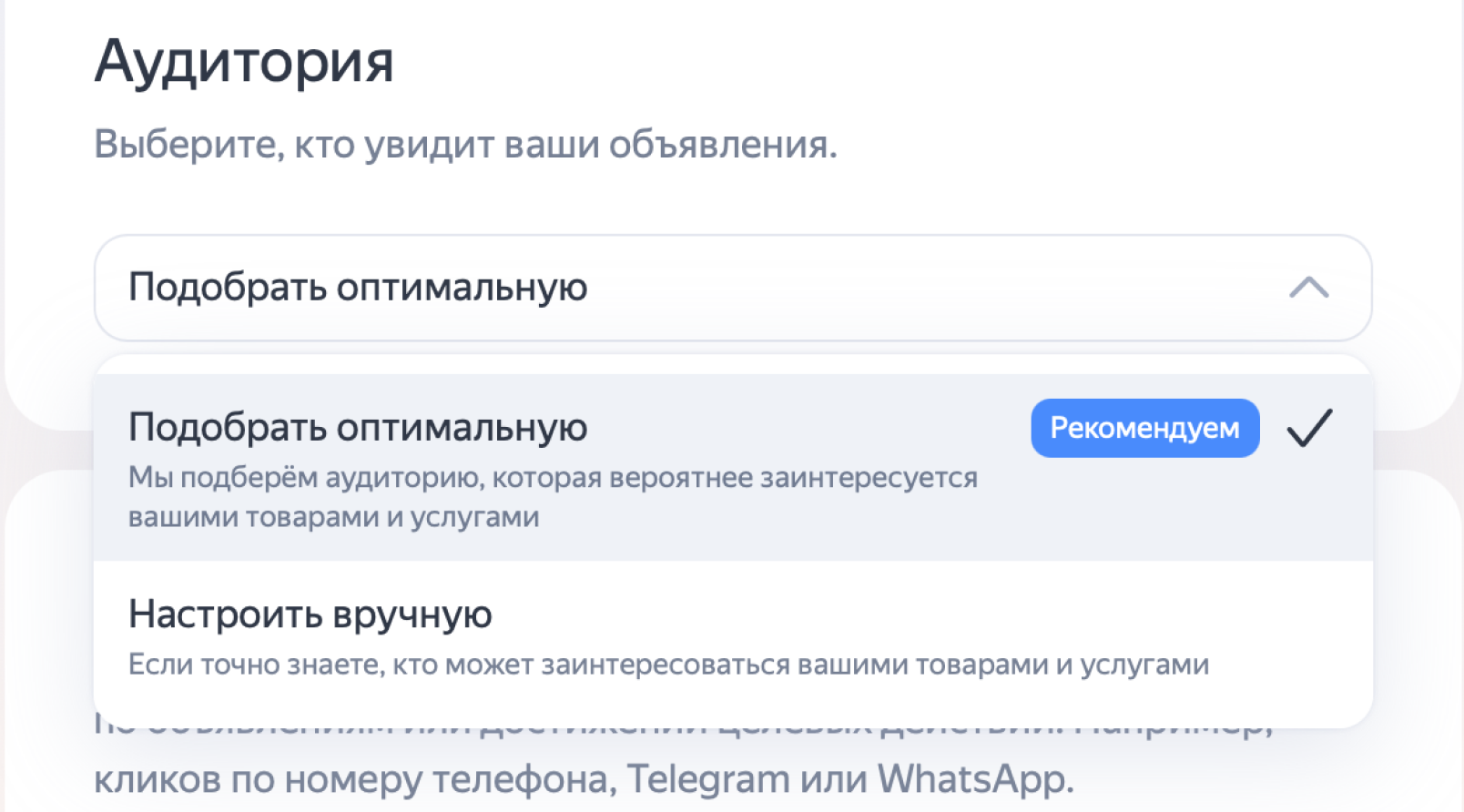 Выбор аудитории в Директе